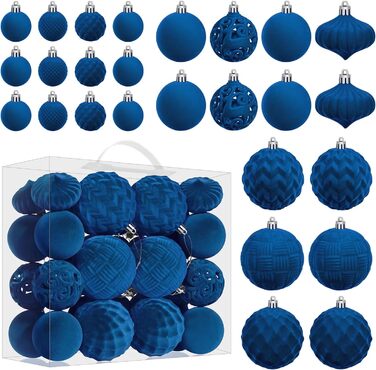 Набір оксамитових різдвяних прикрас 46 шт сині Miaikoe