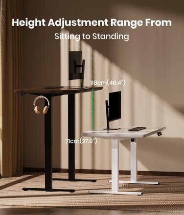 Електрична рама столу з регулюванням висоти та потужними двигунами, рама столу з регулюванням висоти, функцією запобігання зіткненням та пам&39яттю положення, чорна