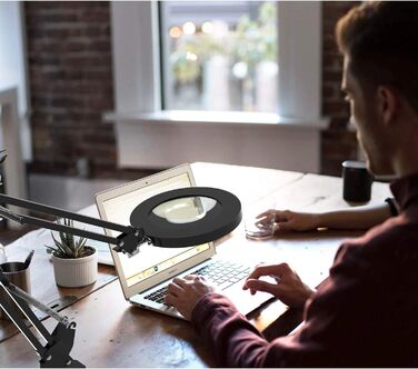 Світлодіодна збільшувальна лампа YOUKOYI, збільшувальна лампа із затискачем, поворотна настільна лампа, робоча лампа, 5-кратне збі