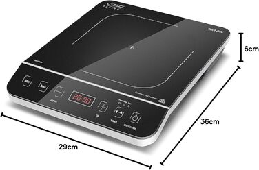 Одна індукційна варильна поверхня, 2000 Вт, автоматичне визначення горщика, 10 рівнів температури, 10 рівнів потужності, таймер до 180 хв, склокерамічна поверхня, температура приблизно 60 240 C Одинарна індукція Чорний, Сріблястий, 2000 -