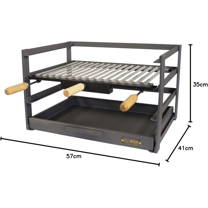 Шухляда для гриля Imex El Zorro зі стійкою для гриля, чорна, 57 x 41 x 35 см, 71478.0