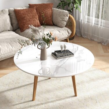 Кругла стільниця ZL ZELing 70 см з білого спеченого каменю - підходить для цілорічного використання, в приміщенні та на вулиці, для обідніх, кавових та журнальних столиків Ø70 см