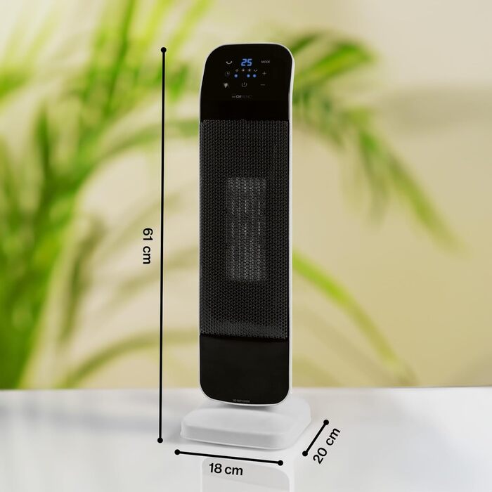 Вентиляторний обігрівач Clatronic з керамічним нагрівальним елементом PTC Регульована температура 15-35 C Охолоджувальний вентилятор Керамічний вентилятор з сенсорною панеллю керування Регульована температура в приміщенні HL 3763