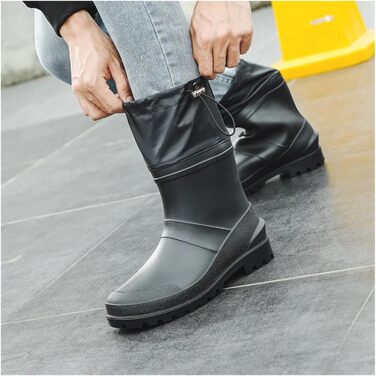 Чоловічі гумові чоботи, короткі, нековзні гумові чоботи із закритим халявою, водонепроникне садове взуття, чорні, EU 40