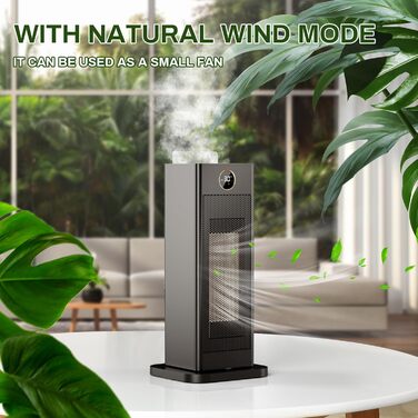 Енергозберігаючий невеликий електричний вентилятор-обігрівач LIFERUN з термостатом та зволожувачем, коливальний електричний обігрівач 90, керамічний нагрівальний елемент PTC, тихий, режим ECO, для спалень, M-2000 Вт