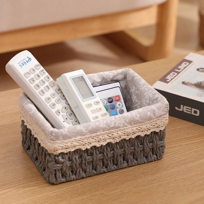 Набір кошиків для зберігання з 3 предметів, плетені кошики для зберігання в стилі бохо, декоративні кошики для дому, офісу, ванної кімнати та спальні (сірий)