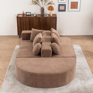 Диван Cloud із сегментованим, повністю стиснутий диван без кісток, модульний диван із функцією сну, розкладний диван, для вітальні/спальні, шеніл, не потребує складання, коричневий