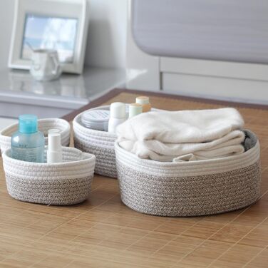Набір коробок для зберігання з 4 шт. , кошик для в&39язання з бавовняної мотузки, кошики, коробка для зберігання, подарунковий кошик, порожній кошик для зберігання, кошик для зберігання, для ванної кімнати, ванни, пеленального столика, кошик для іграшок-о