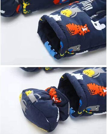 Дитячий зимовий комбінезон з капюшоном, зимовий костюм з рукавичками та пінетками, комплект теплого одягу для дівчаток та хлопчиків, 24-36 місяців () F