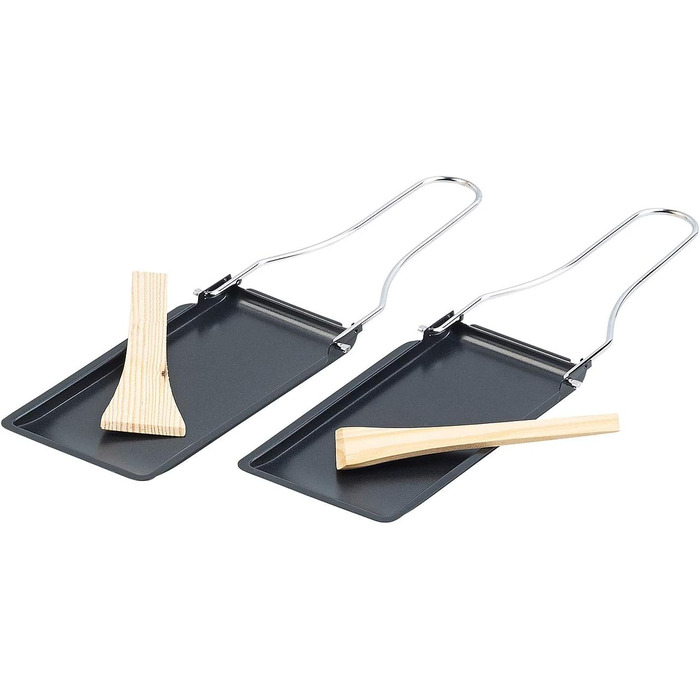 Сковорідки для раклету Rosenstein & Shne Набір з 6 сковорідок-гриль зі складною ручкою, можна мити в посудомийній машині (раклетні сковорідки гриль, сковороди-гриль, пластини для гриля)