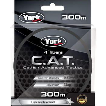 Плетена волосінь York CAT Catfish Wels Catfish 300 м 0,40-0,50 мм 4-стороння котушка