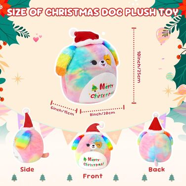 Веселого Різдва м&39яка іграшка 10&39 Різдвяна райдужна собака м&39які іграшки милі плюшеві подушки плюшеві для дітей дівчинка хлопчик 25 см різдвяний собака 25 см