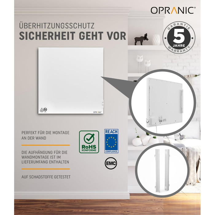 Інфрачервоний гібридний обігрівач з термостатом 5-річна гарантія Інфрачервоний настінний або окремостоячий інфрачервоний обігрівач, інфрачервоний випромінювач (550 Вт)