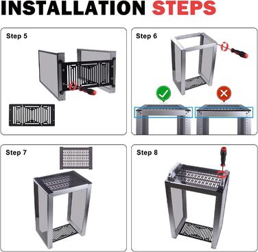 Дюймова серверна стійка, міні-стійка глибиною 200 мм з полицею та заглушкою, для NAS, AV та мережевого обладнання (сріблястий), 1, 8U 10-