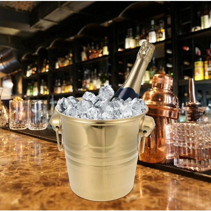 Щипці для льоду Stakee Ice Bucket Щипці для льоду з нержавіючої сталі Відро для льоду з ізольованим кубиком льоду для замороженого