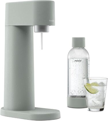 Багаторазова пластикова пляшка для води (без BPA) Виробник газованої води з Quick-Lock, кришкою та основою з деревного композиту, 2 x 1 л - світло-зелений (голубиний) голуб 1 літр