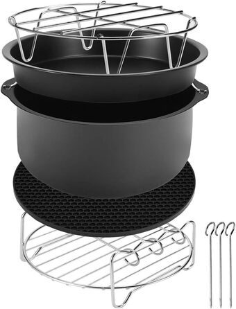 Аксесуари для фритюрниці MONZANA 8 шт. Набір фритюрниці, включаючи кошик для випічки хліба, 3,6 л, сковорода для піци, силіконова сковорода, решітка для гриля, шампури, шампури