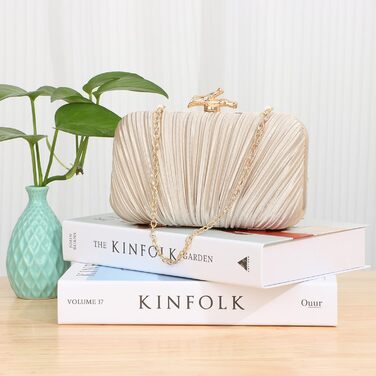 Золотий клатч для вечірок жіноча сумочка-клатч з ланцюжком та плісе