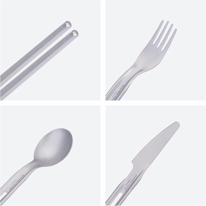 Титанові кемпінгові аксесуари Boundless Voyage, ніж, ложка, виделка, набір паличок для їжі, надлегкий набір столових приборів для супу, їжі, салату, пасти (ti1125t-d)