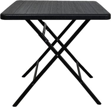 Складаний балконний стіл 78x78 см, водонепроникний садовий стіл для 4 осіб, пластиковий, під дерево, чорний, кемпінговий стіл, вуличний складний стіл, невеликі меблі для балкону, бістро, сад, тераса, балкон, під дерево, чорний