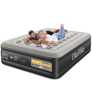 Самонадувальний надувний матрац OlarHike, гостьове ліжко, надувний матрац, намет-диван, двомісний надувний матрац, самонадувальний надувний матрац для кемпінгу або домашнього використання - 200 x 140 x 46 см стандартна висота 46 см чорний, компактний, 2 о