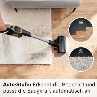 Акумуляторний пилосос Bosch Unlimited 9 BBS921TBA, бездротовий, MicroClean Technology, дисплей, компресія пилу, HEPA-фільтр, 10 років гарантії на двигун, змінний акумулятор, LED-підсвітка, щілина для вузьких місць, зелений