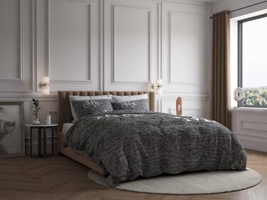 Комплект постільної білизни Sleeptime Partner Mr. and Mrs. 200 см x 200 см, 3 предмети, сірий - М&39які підодіяльники, що не потребують прасування, на блискавці - Сірий комплект постільної білизни зі 100 бавовни - 2 наволочки 80x80 см, 200 x 200 см 80 x 8