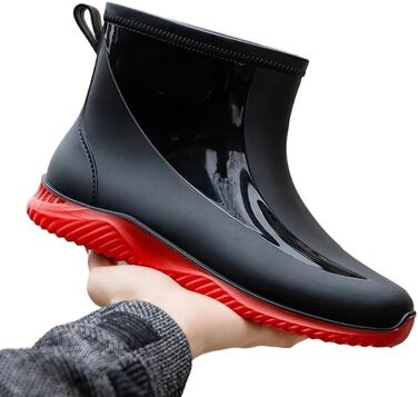Чоловіче гумове взуття, чоловічі гумові чоботи, зносостійке водне взуття, товста підошва, чоловіче, чорне/червоне, розмір 40 EU