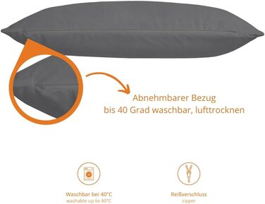 Подушка для сну, в&39язкопружна подушка з піни з пам&39яттю форми, ергономічна подушка для підтримки шиї, м&39який чохол з мікроплюшу, виготовлено в ЄС, сертифіковано Oeko-Tex, 40 x 60 x 13 см, сірий