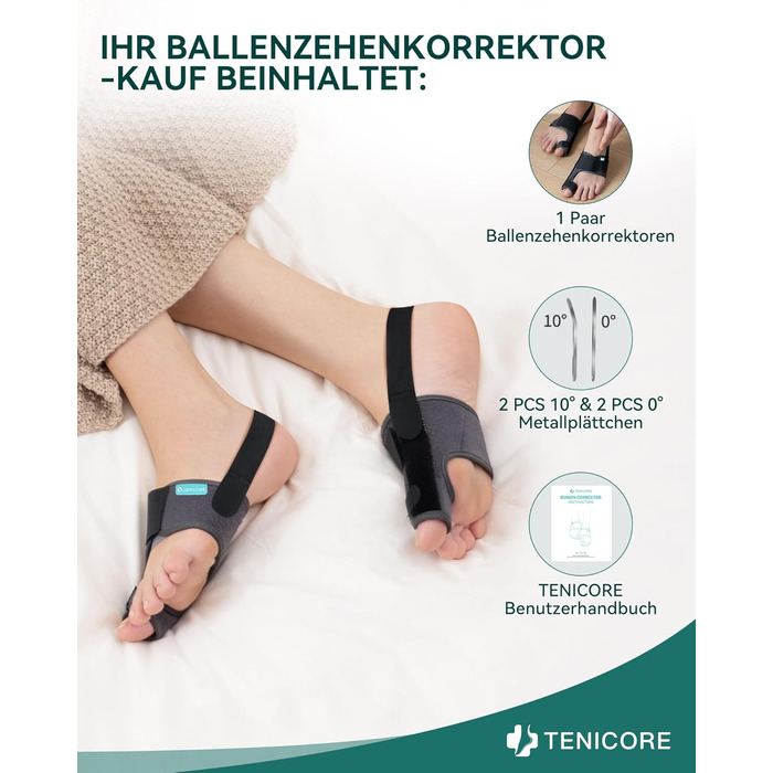 Покращує корекцію Hallux Valgus за допомогою 2 кутових прасок, потовщених силіконових накладок, розширювача пальців ніг, 1 пара шкарпеток-бандажів для Hallux Valgus