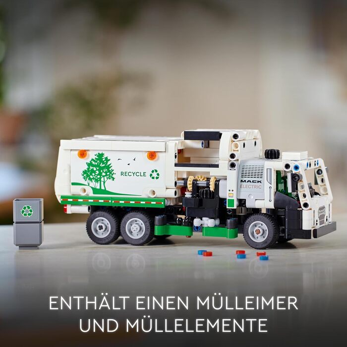 Електричний сміттєвоз LEGO Technic Mack LR, модель сміттєвоза для рольової гри у переробку, іграшка-вантажівка для дітей, подарунк
