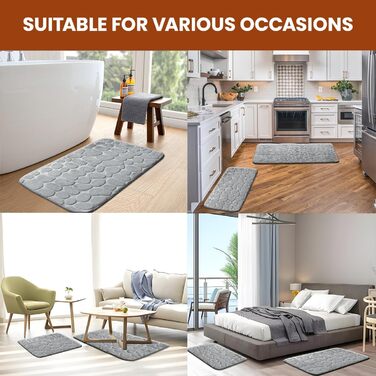 Комплект килимків для ванної, 4 предмети, нековзний, килимок для ванної, що прається, килимок для ванної з піни з ефектом пам&39яті, сірий килимок для ванної, килимок для ванної 50x80 см, 50x120 см, 50x50 см, 60x40 см