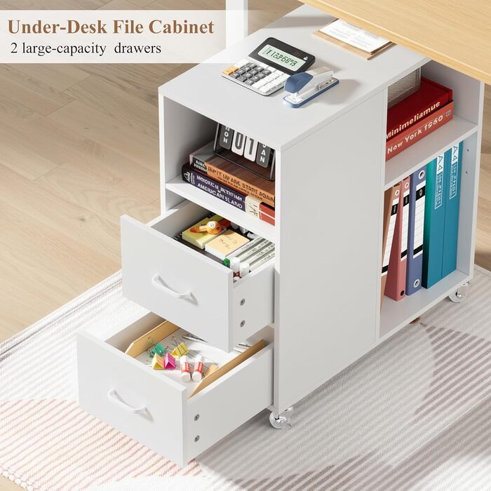 Контейнер на колесах HOCSOK, шафа для документів з шухлядою та відділеннями, офісна шафа, шафа для зберігання речей, журнальний столик для вітальні, спальні та офісу, білий
