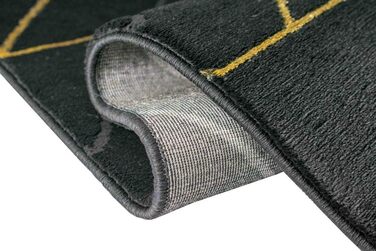 Килим для вітальні сучасний килим геометричний візерунок чорне золото розмір 240 x 340 см