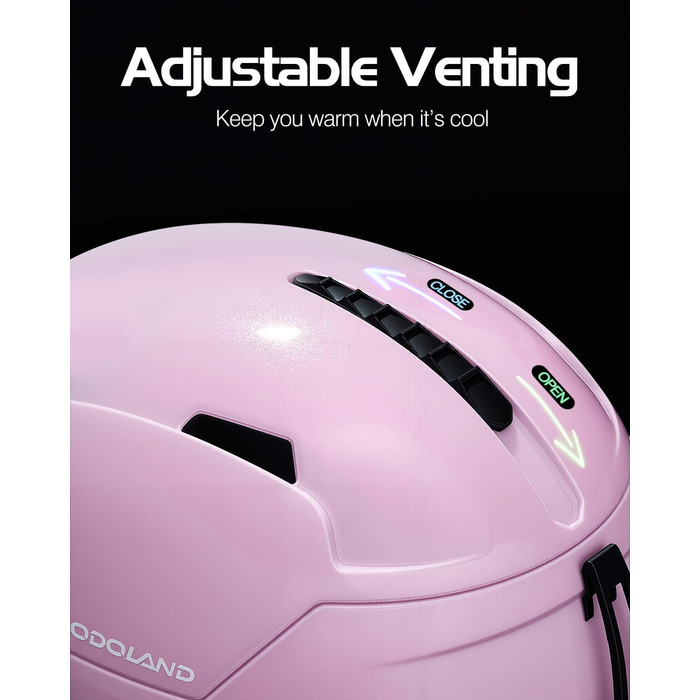 Унісекс-лижний шолом Odoland, шолом для сноуборду для чоловіків та жінок, юніорський розмір, оптимальний захист, система вентиляції, регульований розмір, сніговий шолом для дорослих для катання на лижах/сноуборді, розмір M (55-59 см), градієнтний рожевий
