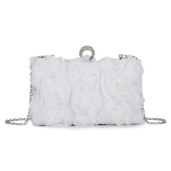 Клатч жіночий Blumen з ланцюжком, білий ідеальний аксесуар для вечірніх та урочистих подій