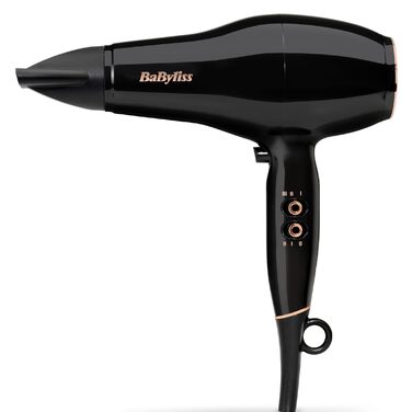 Фен BaByliss Pro Power D5245E EU Потужний (2300 Вт), професійний AC-двигун, іонна технологія проти особливого пушення, 3 температурні та 2 швидкісні режими, чорний