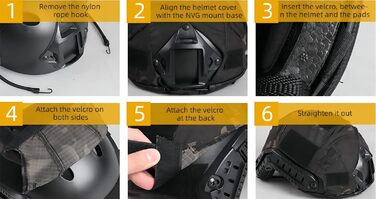 Тактичний шолом для пейнтболу, страйкболу та пейнтболу Rapid чохол, багатофункціональне захисне кріплення для ПНВ типу PJ, для спорту на свіжому повітрі, полювання, стрільби (чорний), один розмір