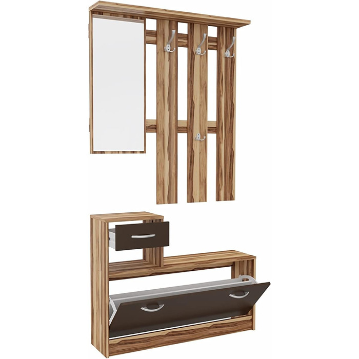 Шафа для одягу August Nuss - Шафа для одягу з дзеркальною тумбою для взуття та вішалкою для одягу Ширина 100 см, висота 72,6 см (н