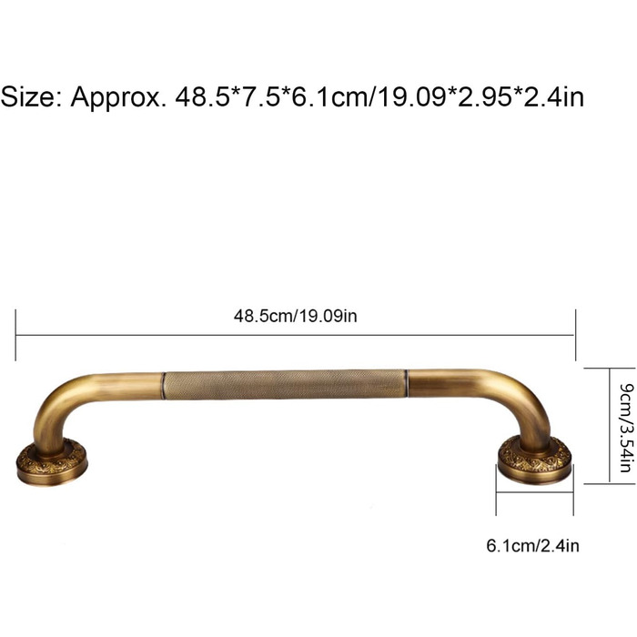 Поручні для душу, латунь в античному стилі, різьблений душовий піддон, настінний безпечний поручень, аксесуари для ванної кімнати