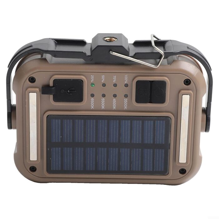 Світлодіодний сонячний кемпінговий ліхтар із зарядкою USB-C, 3600 мАг, акумуляторний робочий ліхтар, регульований 4-ступінчастий кольоровий COB-прожектор, алюміній IPX4 (4K)