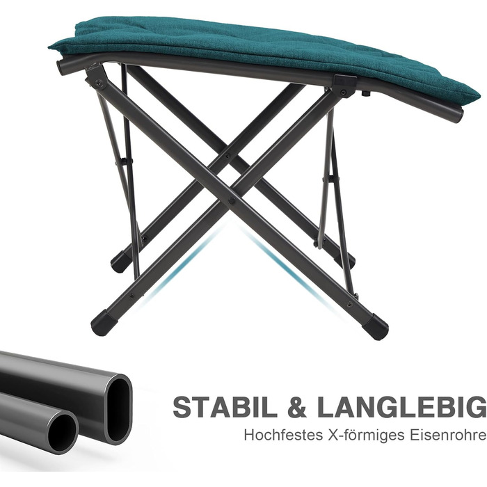 Складаний пуф для ніг EVER ADVANCED, складний табурет висотою 47 см, м&39яка підставка для ніг для крісел, садових та балконних стільців, похила лінія, зелений