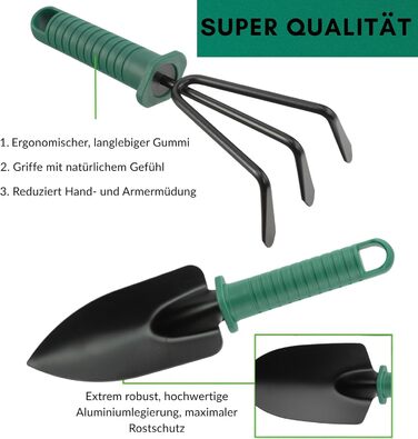 Набір садових інструментів з нержавіючої сталі, 10 предметів. Комплект для догляду за садом, набір для роботи в саду з кейсом, набір для розсади, ручні садові інструменти, ідеальний подарунок для садівників та садівниць.