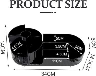 Органайзер для косметичного макіяжу Обертовий пензлик на 360 Органайзер для туалетного столика Органайзер Косметичний органайзер Косметична полиця, пензлик для тіней для помади Футляр для губної помади для декору кімнати, спальні, ванної кімнати (чорний)