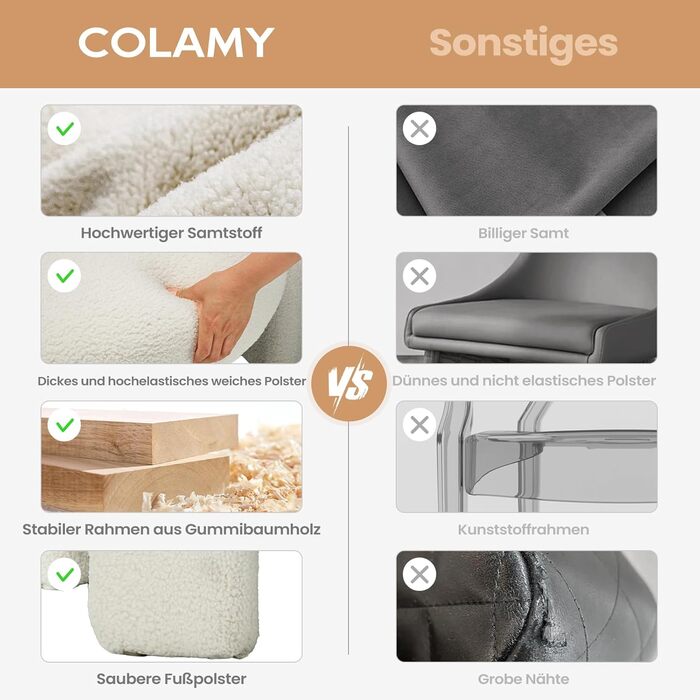 Сучасне оксамитове крісло COLAMY з м&39якою спинкою, м&39яке крісло для вітальні, зручне кругле крісло для відпочинку з 3 ніжками для вітальні, спальні, куточка для читання, кремового кольору, комплект з