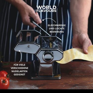 Ручна м'ясорубка-пастамашина Kitchen Craft Deluxe з нержавіючої сталі подвійне лезо, 9 налаштувань товщини, затискач для столу для лазаньї, равіолі, спагеті та тальятеле