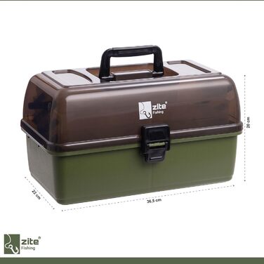 Коробка для рибальських снастей Zite - Рибальський кейс з 3 висувними шухлядами - Порожній рибальський кейс/резервуар для рибальських аксесуарів, 36,5x22x20 см, Набір рибальських аксесуарів, Рибальський кейс, Аксесуари для рибалок, Коробки для снастей, 1 