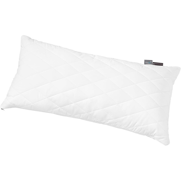 Подушка Centa-Star Famous, 40 x 80 см, наповнювач з мікрофібри Breeze, змінна кількість наповнювача, із застібкою-блискавкою, Oeko-Tex Standard 100 Клас 1, поздовжнє простьобування, біла, (1 упаковка)