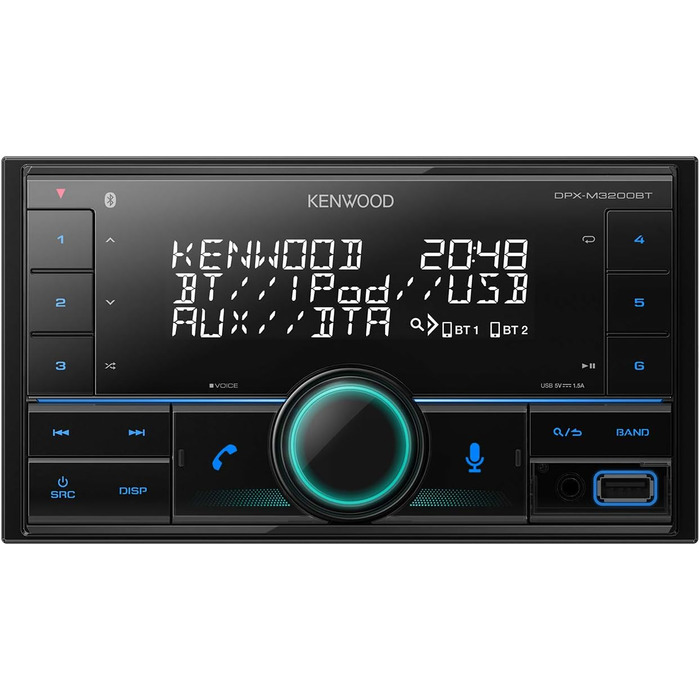 Автомобільна стереосистема Kenwood DPX-5200BT 2-DIN CD з Bluetooth Hands-free (вбудований Alexa, USB, AUX-вхід, високопродуктивний тюнер, Spotify Control, звуковий процесор, 4x50 Вт, змінне підсвічування клавіш) (BT/USB, одинарний)