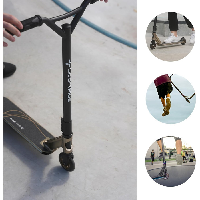 Самокат SportPlus Stunt / Freestyle Scooter Pro, рама з анодованого алюмінію, кулькові підшипники ABEC 9, 4-кратний болтовий затис